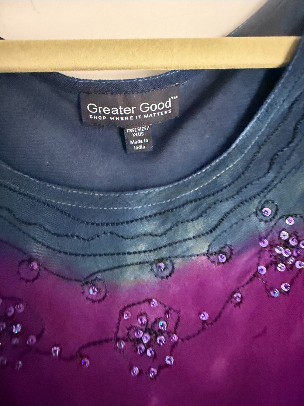 Greater good rayon brushedMulticolor Tie-Dye Embellished Tunic sky tunic free sz - Picture 5 of 9